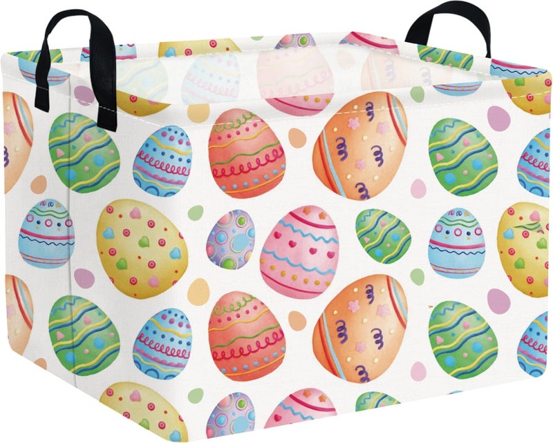 FXOCSHE FXOLCSHE Rectangular Easter basket,Easter basket empty,Kids Toy Storage Basket for baby Bedroom,Toy Gift Organizerm,Kids Storage Bin,Easter gift basket,Easter Home Decor(Cute eggs) - Image 1